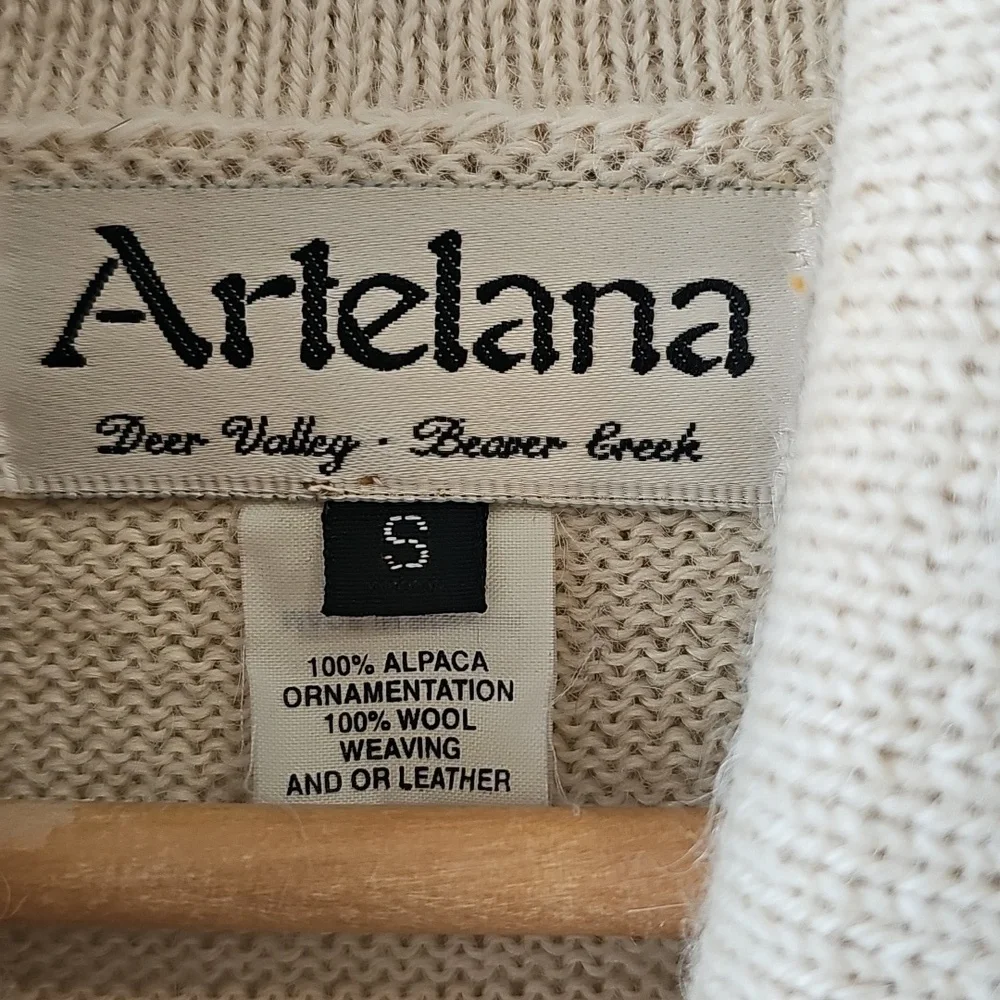 Patchwork Mixed Media Artelana 100% Alpaca Wool Cardigan Sweater S/M - Picture 2 of 5